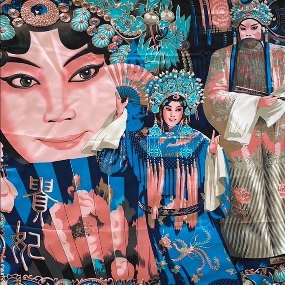 A.Shou huge Silk Satin Asian Design scarf hanging - Picture 1 of 7
